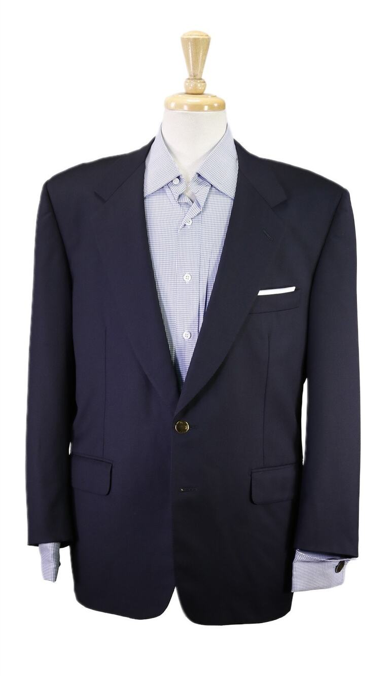 Belvest Navy Blue Gold Metal Button 2-Btn Wool Blazer Jacket 42S